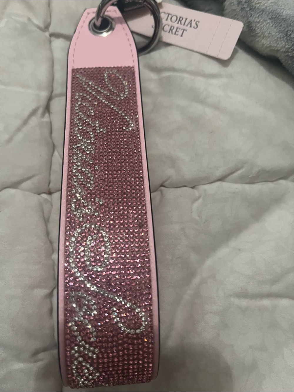 Victoria's Secret Pink Crystal Embellished Wrist Strap Key Holder